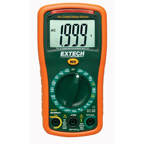Extech EX310 LED Multimeter, 10A ac Max, 10A dc Max, 600V ac Max