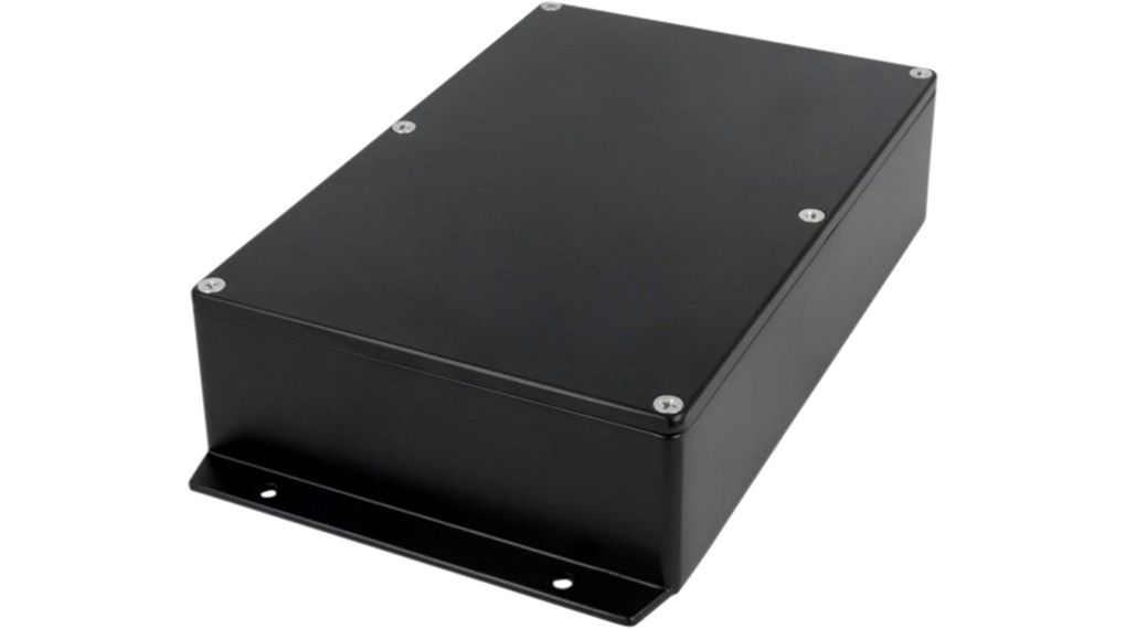 RND RND 455 Series Black Aluminium Alloy Enclosure, IP65, Flanged, Black Lid, 171 x 121 x 55mm