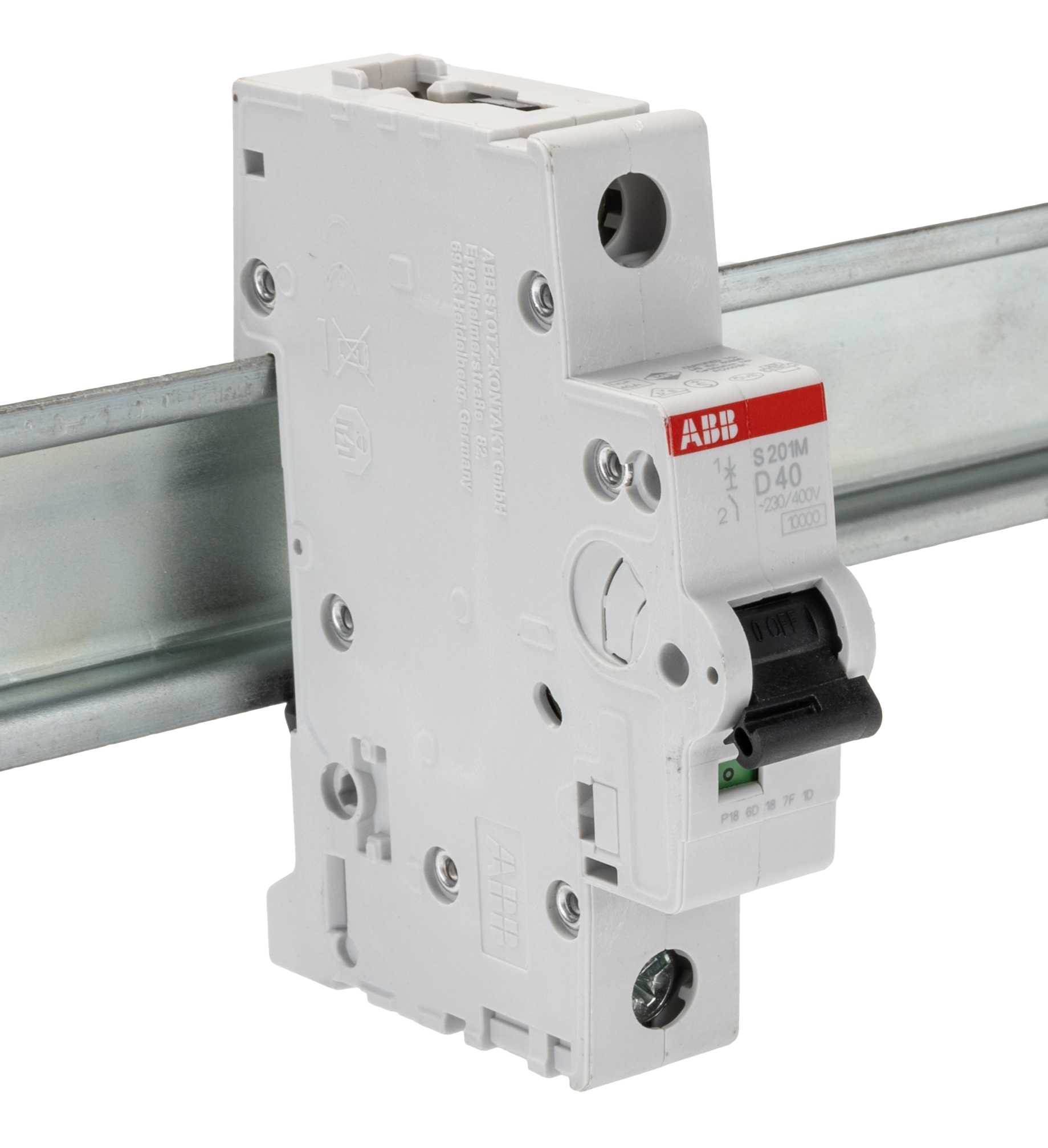 ABB System Pro M Compact S200M MCB, 1P, 40A Curve D, 230V AC, 72V DC, 15 kA Breaking Capacity