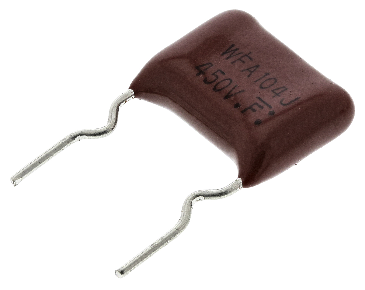 Panasonic ECWF(A) Polypropylene Film Capacitor, 450V dc, ±5%, 100nF, Through Hole
