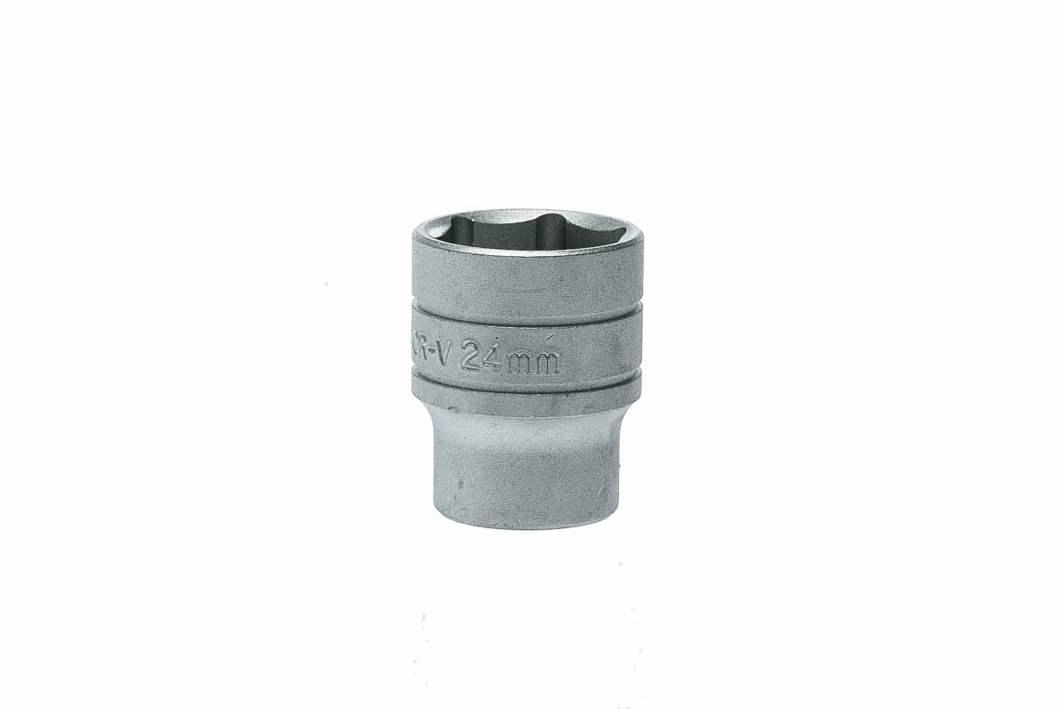 Teng Tools 1/2 in Drive 24mm Standard Socket, 6 point, 40 mm Overall Length