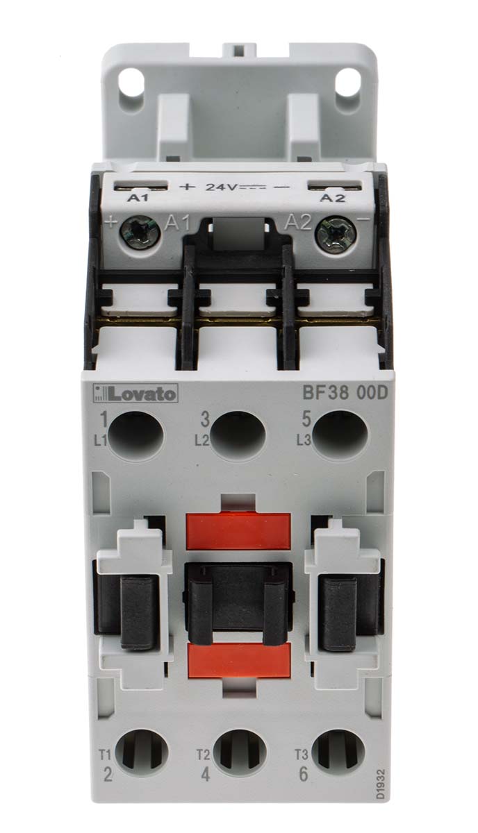 Lovato Orange BF Contactor, 24 V dc Coil, 3-Pole, 38 A, 18.5 kW, 3NO, 440 V ac