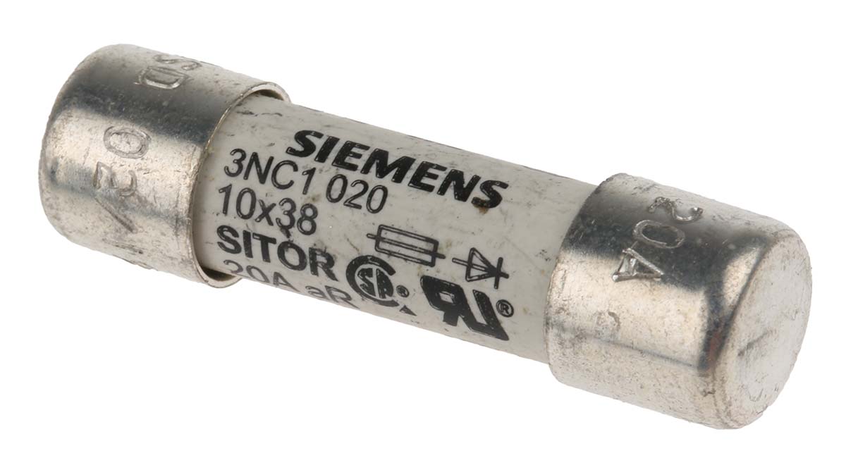 Siemens 20A Cartridge Fuse, 10 x 38mm