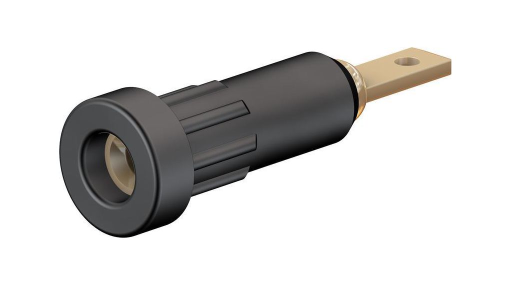 Staubli Black Socket Banana Socket, 4 mm Connector, Press Fit Termination, 10A, 30 → 60V, Gold Plating