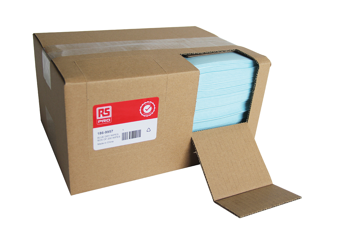 RS PRO Dry Multi-Purpose Wipes, Box of 200, 240 x 380mm
