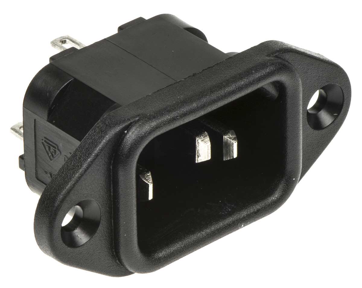 Bulgin C14 Panel Mount IEC Connector Male, 10A, 250 V