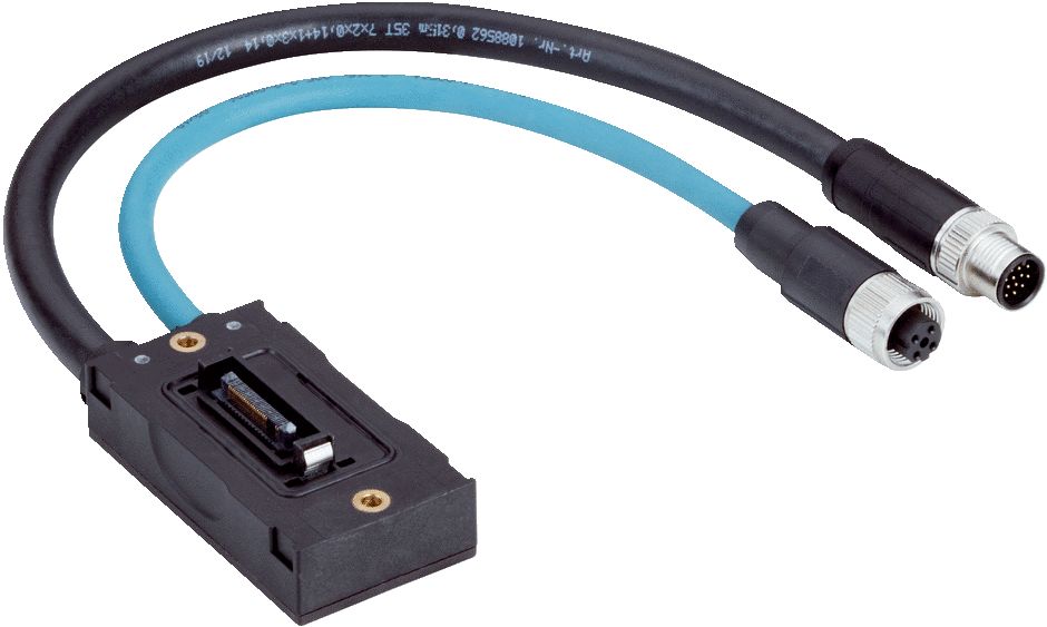 SICK Male 17 way M12 Male Connector to Female 4 way M12 Female Connector Connector Cable, 300 mm