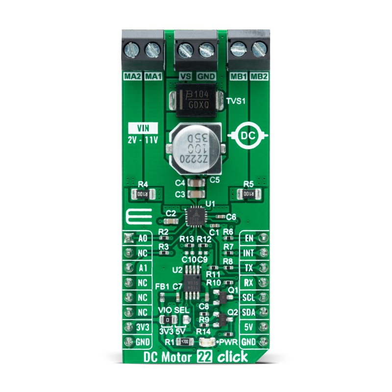 Brand-Rex DC Motor 22 Click Brushed DC Motor Driver for TMC 7300 for mikroBUSTM Socket