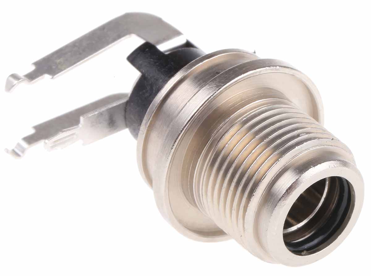 Switchcraft Right Angle DC Socket Rated At 5.0A, 30.0 V, Panel Mount, length 26.3mm, Silver, IP68