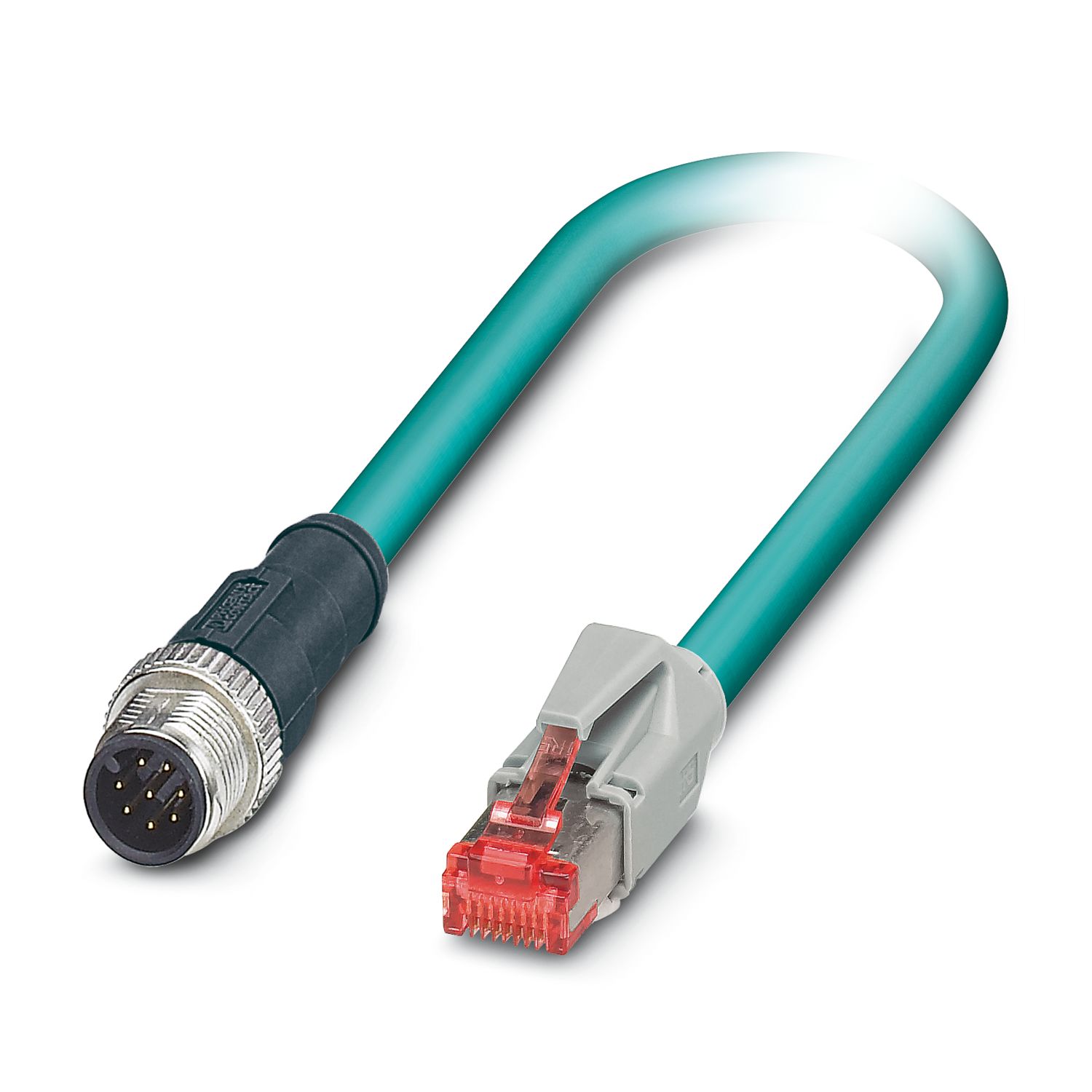 Phoenix ContactNBC-MS/ 0.5-94B/R4AC SCO US, 500mm Cat5, Blue M12 to Male RJ45 Male Shielded, Terminated PUR Sheath