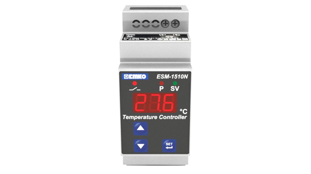 Emko ESM DIN Rail On/Off Temperature Controller, 90x35x61.2mm 1 Input, 1 Output Relay, 230 V ac Supply Voltage ON/OFF