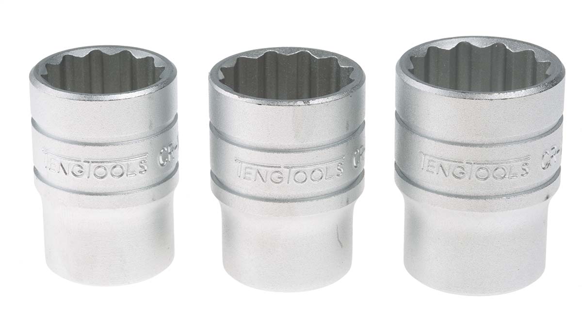 Teng Tools 15-Piece Metric 1/2 in Standard Socket Set , 12 point