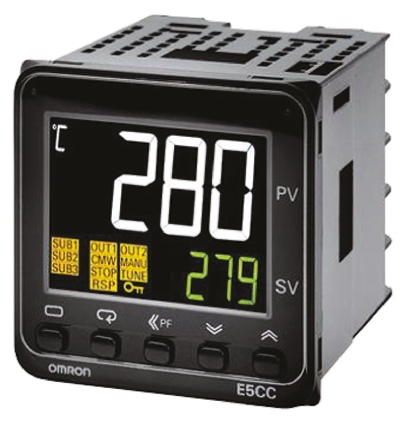 Omron E5CC Panel Mount PID Temperature Controller, 48 x 48mm, 1 Output Relay, 24 V ac/dc Supply Voltage ON/OFF, PID,