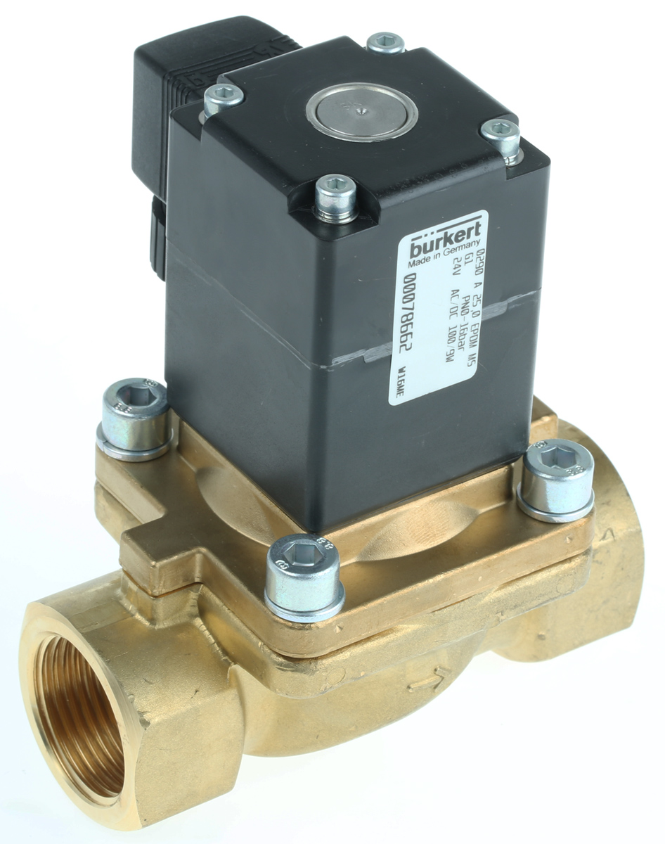 Burkert Solenoid Valve 078662, 2 Port, NC, 24 V, 1 in