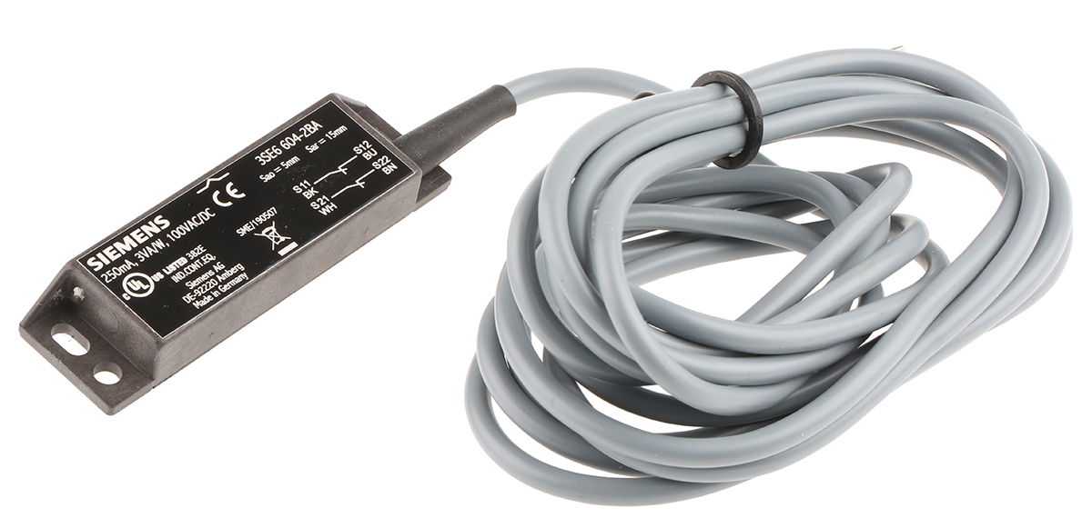 Siemens 3SE6 Series Magnetic Non-Contact Safety Switch, Plastic Housing, 4, 3m Cable