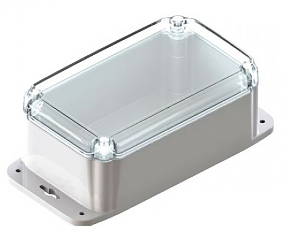 CAMDENBOSS 72 Series Grey Polycarbonate Enclosure, IP66, Flanged, Transparent Lid, 193.8 x 117.6 x 78.5mm