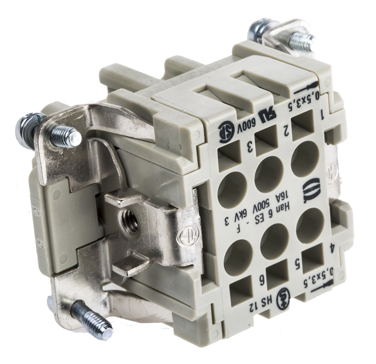 HARTING Heavy Duty Power Connector Insert, 10A, Female, Han ES Series, 6 Contacts