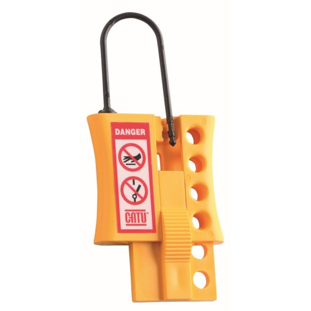 Catu Yellow 4-Lock Plastic Lockout Hasp, 3mm Shackle, 8mm Attachment
