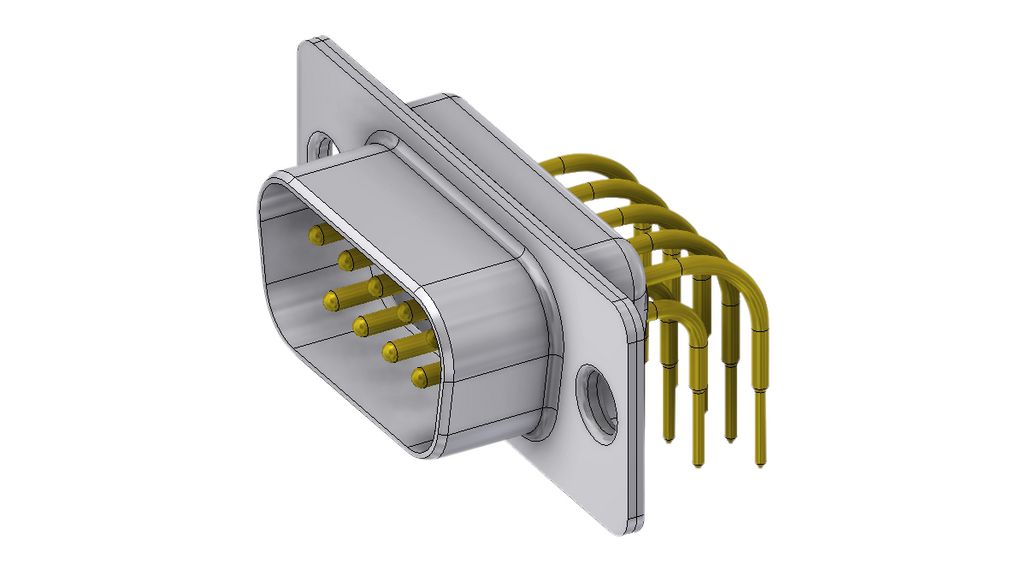 Deltron Connectors DT 9 Way Right Angled Through Hole D-sub Connector Plug, 2.84mm Pitch