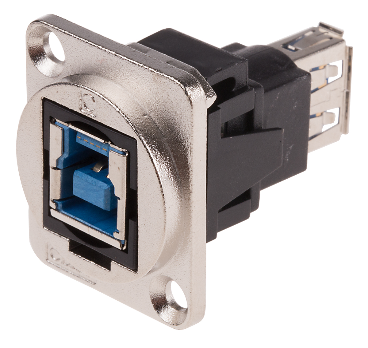 RS PRO Straight, Panel Mount, Socket to Socket- Dual Port Type B to A 3.0 USB Connector