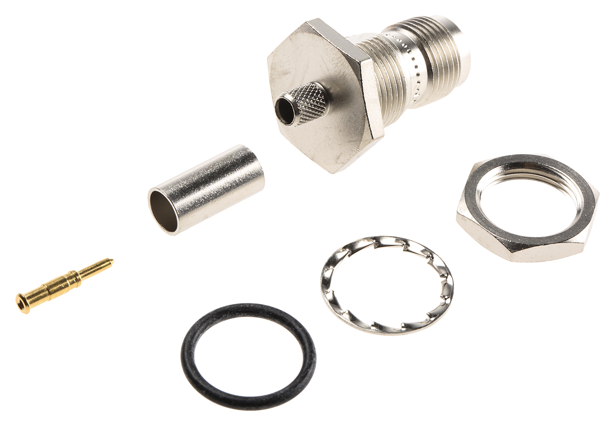 Telegartner, Jack Panel Mount TNC Connector, 50Ω, Crimp Termination, Straight Body
