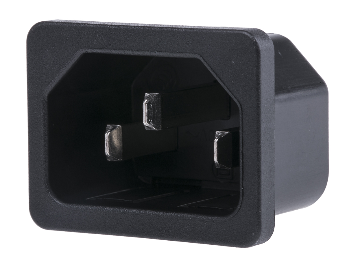 Schurter C14 Snap-In IEC Connector Male, 15A, 250 V