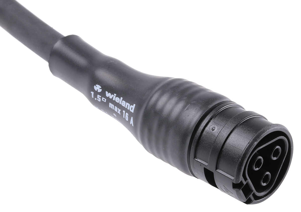 Wieland RST20i3 Series Cable Assembly, 3-Pole, Female, 16A, IP66, IP68