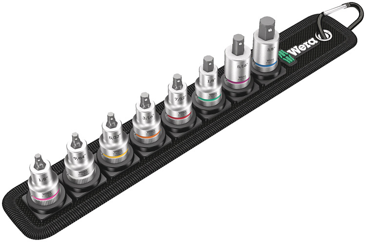 Wera 8-Piece Imperial 3/8 in Bit Socket Set , Hex Bit