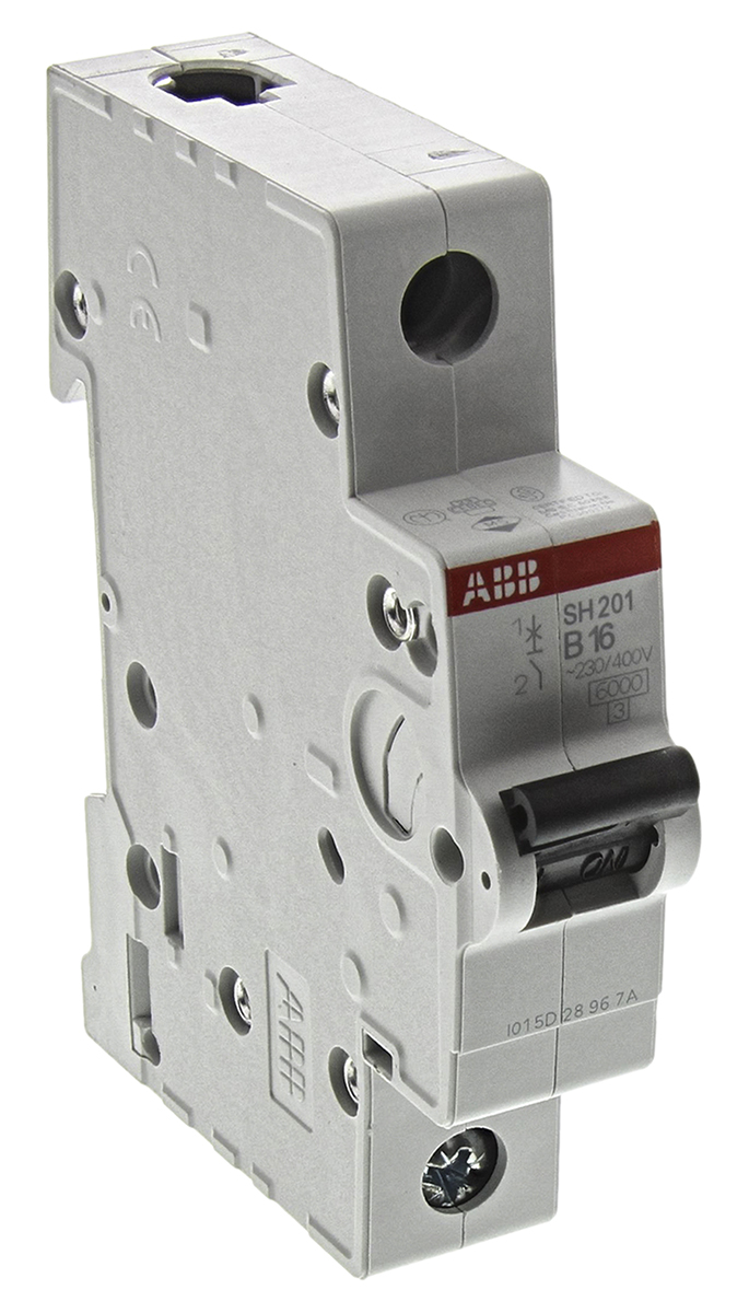 ABB Compact Home SH200 MCB, 1P, 16A Curve B, 440V AC, 60V DC, 6 kA Breaking Capacity