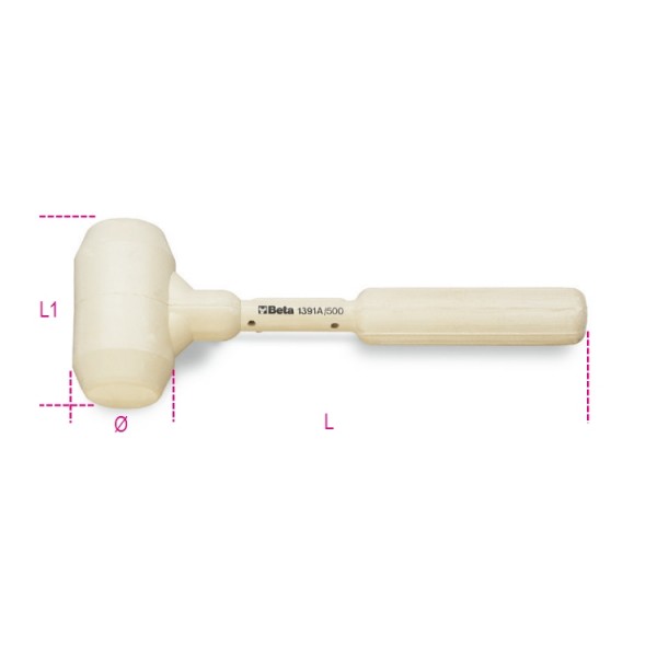 BETA Rubber Dead Blow Hammer with Rubber Handle, 1.2kg