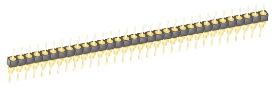 Samtec BBS Series Straight Through Hole Pin Header, 32 Contact(s), 2.54 mm Pitch, 1 Row, Unshrouded