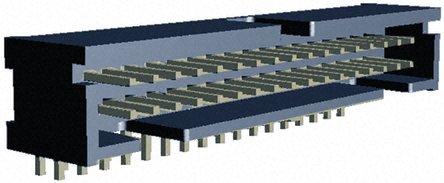 TE Connectivity AMP-LATCH Series Right Angle Through Hole PCB Header, 34 Contact(s), 2.54 mm Pitch, 2 Row, Shrouded