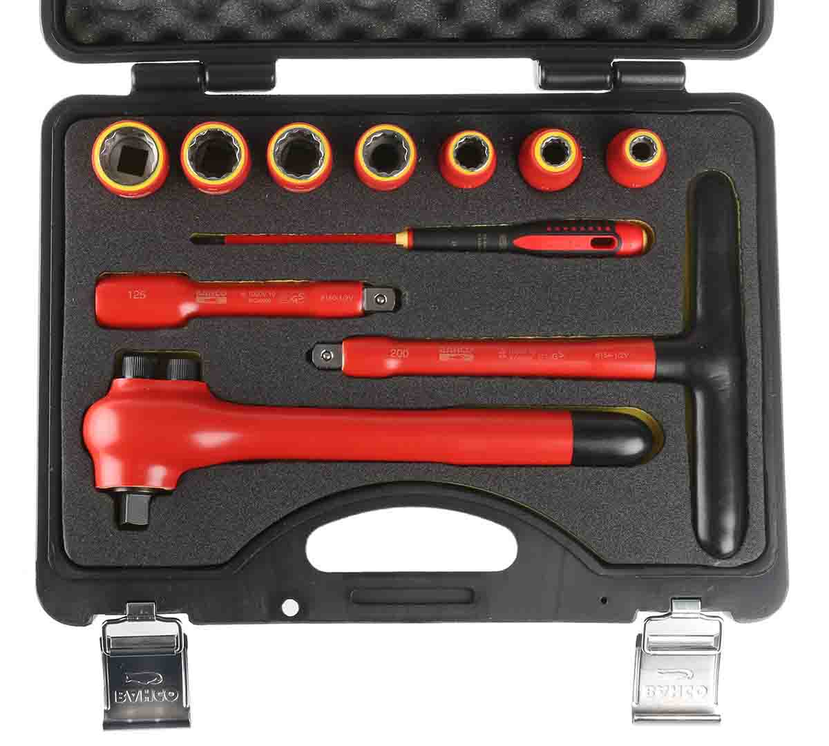 Bahco 11-Piece Metric 1/2 in Standard Socket Set with Ratchet, 12 point, VDE/1000V