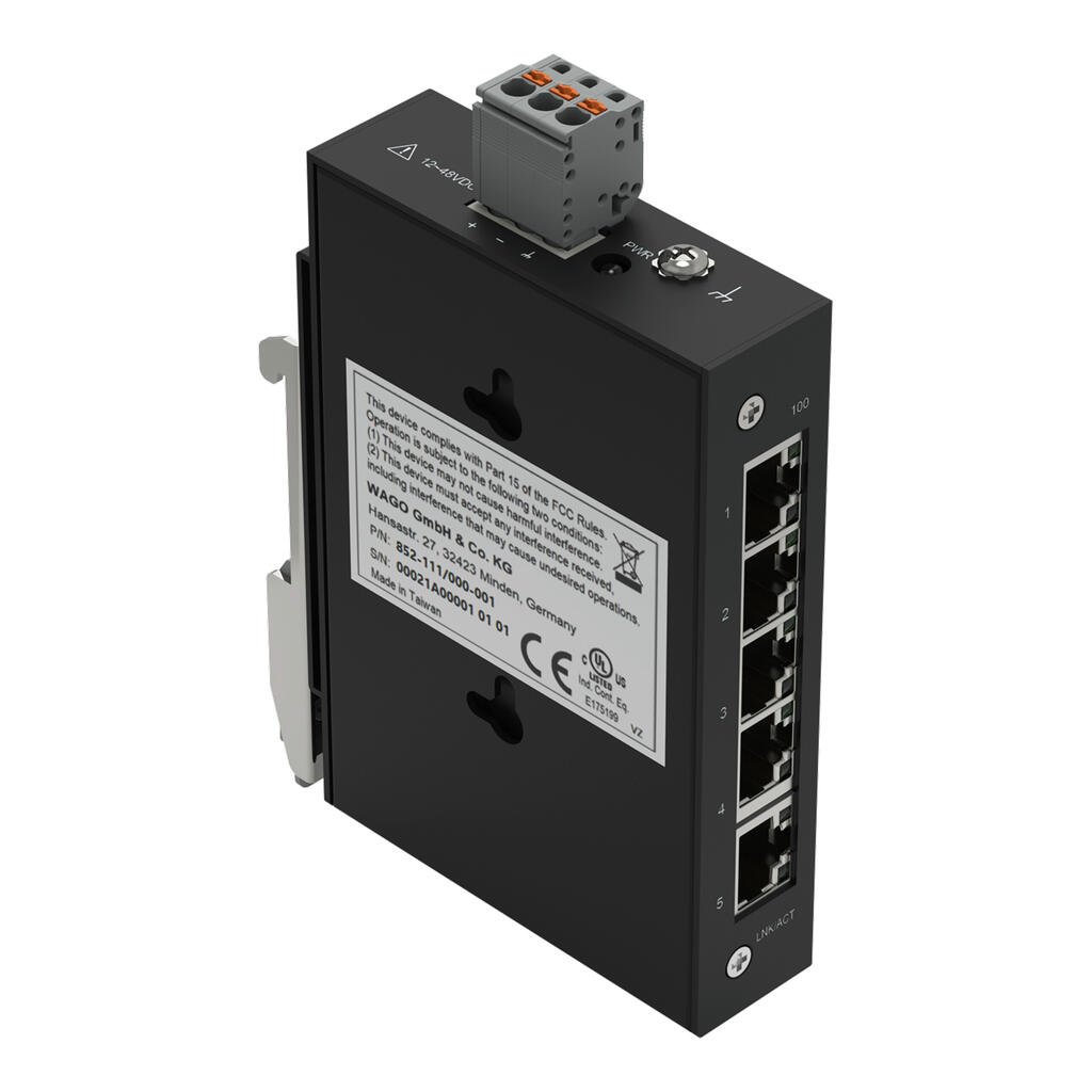 WAGO 852, Unmanaged 5 Port Network Switch, RJ-45