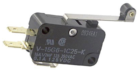 Omron Hinge Roller Lever Micro Switch, Quick Connect Terminal, 15 A @ 250 V ac, SP-CO, IP40