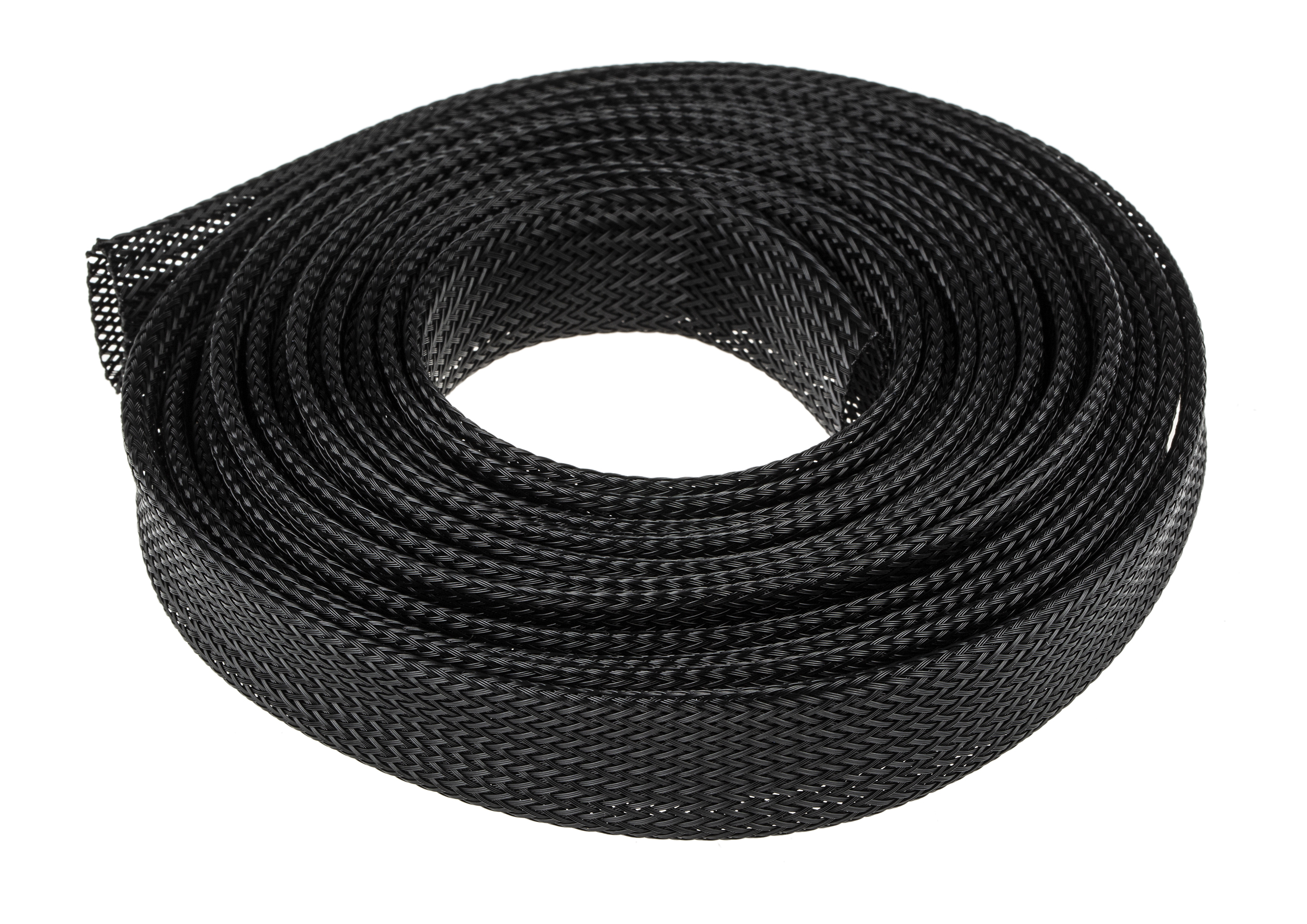 RS PRO Expandable Braided PET Black Cable Sleeve, 20mm Diameter, 5m Length