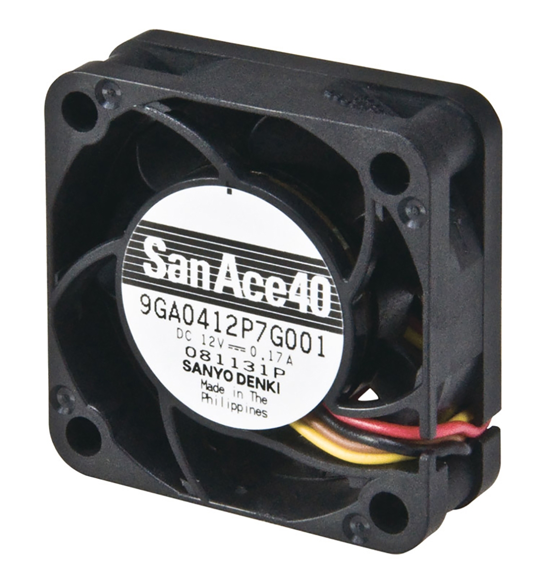 Sanyo Denki 9GA Series Axial Fan, 12 V dc, DC Operation, 21.6m³/h, 2.04W, 170mA Max, 40 x 40 x 15mm