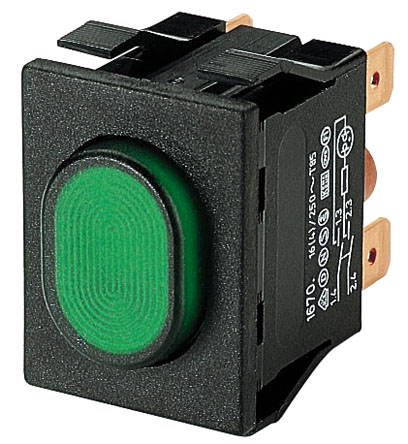 Marquardt Illuminated Push Button Switch, Latching, Panel Mount, DPST, Green LED, IP54