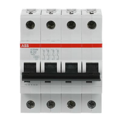 ABB System Pro M Compact S200M MCB, 4P, 32A Curve B, 400V AC, 15 kA Breaking Capacity