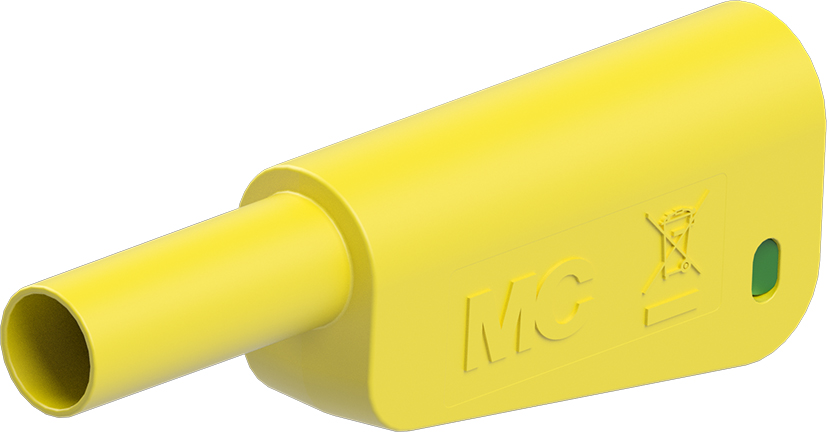 Staubli Green/Yellow Plug Test Plug, Solder Termination, 32A, 1kV, Gold Plating