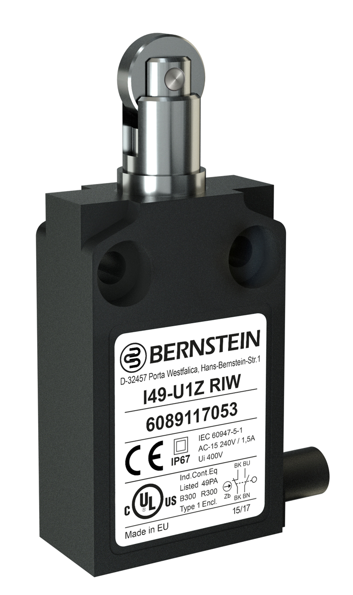 Bernstein AG I49 Series Roller Plunger Limit Switch, NO/NC, IP67, SPST, Plastic Housing