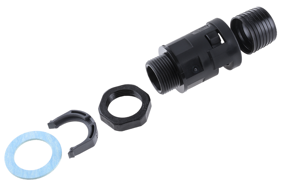 PMA Straight, Conduit Fitting, 17mm Nominal Size, PG13.5, PA 6, Black IP68 rating