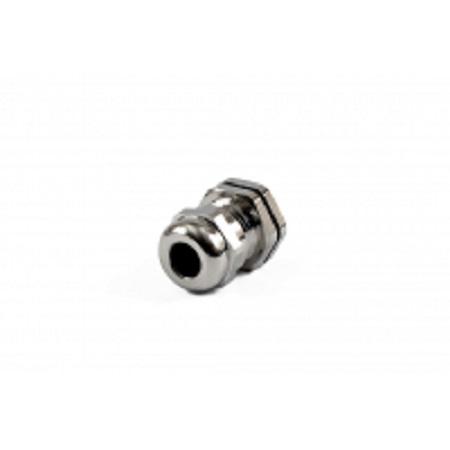 Hammond 1427BCG Series Grey Nickel Plated Brass Cable Gland, M16 Thread, 4mm min., 8mm max., IP68