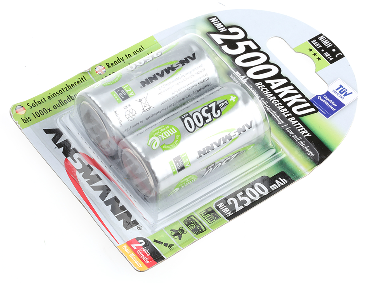Ansmann MaxE Ansmann NiMH Rechargeable C Batteries, 2.5Ah