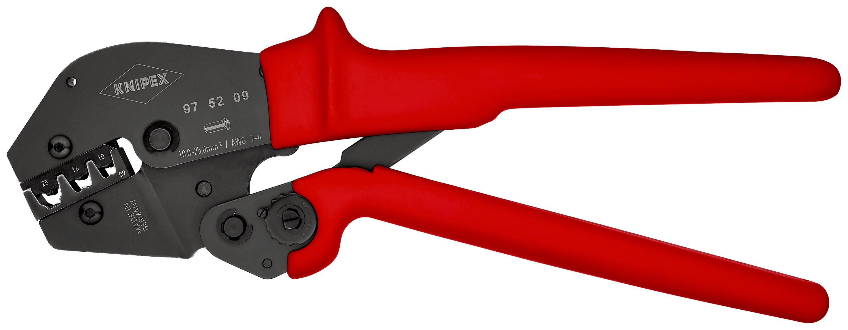 Knipex 97 Hand Ratcheting Crimp Tool for Bootlace Ferrule, 10 → 16 → 25mm² Wire