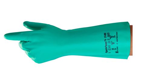 Ansell AlphaTec 37-695 Green Nitrile Work Gloves, Size 11, Nitrile Coating