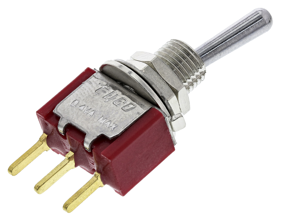 TE Connectivity Toggle Switch, PCB Mount, On-On, SPDT, Through Hole Terminal, 20V