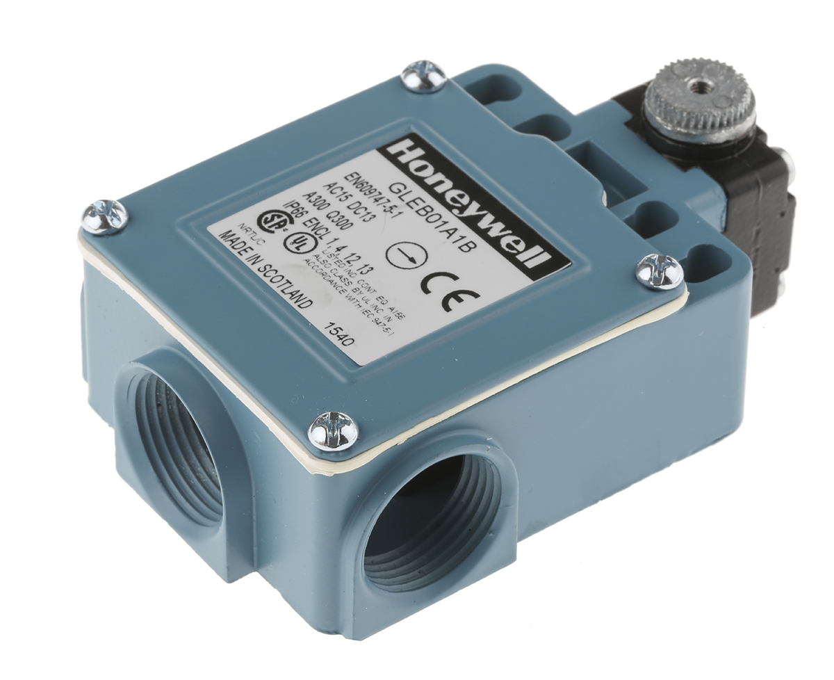 Honeywell GLE Series Limit Switch, NO/NC, IP67, SPDT, Die Cast Zinc Housing, 300V ac Max, 6A Max