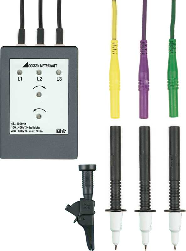 Gossen Metrawatt GTM5202000R0001 Phase Rotation Tester, CAT III 600V, 1kHz Max, 690V Max