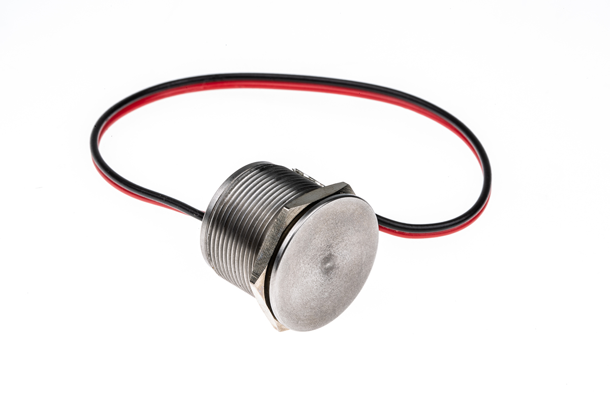 Bulgin Piezo Switch, Momentary, IP68, IP69K, Wire Lead, 1 A @ 24 V dc, -40 → +85°C Grey